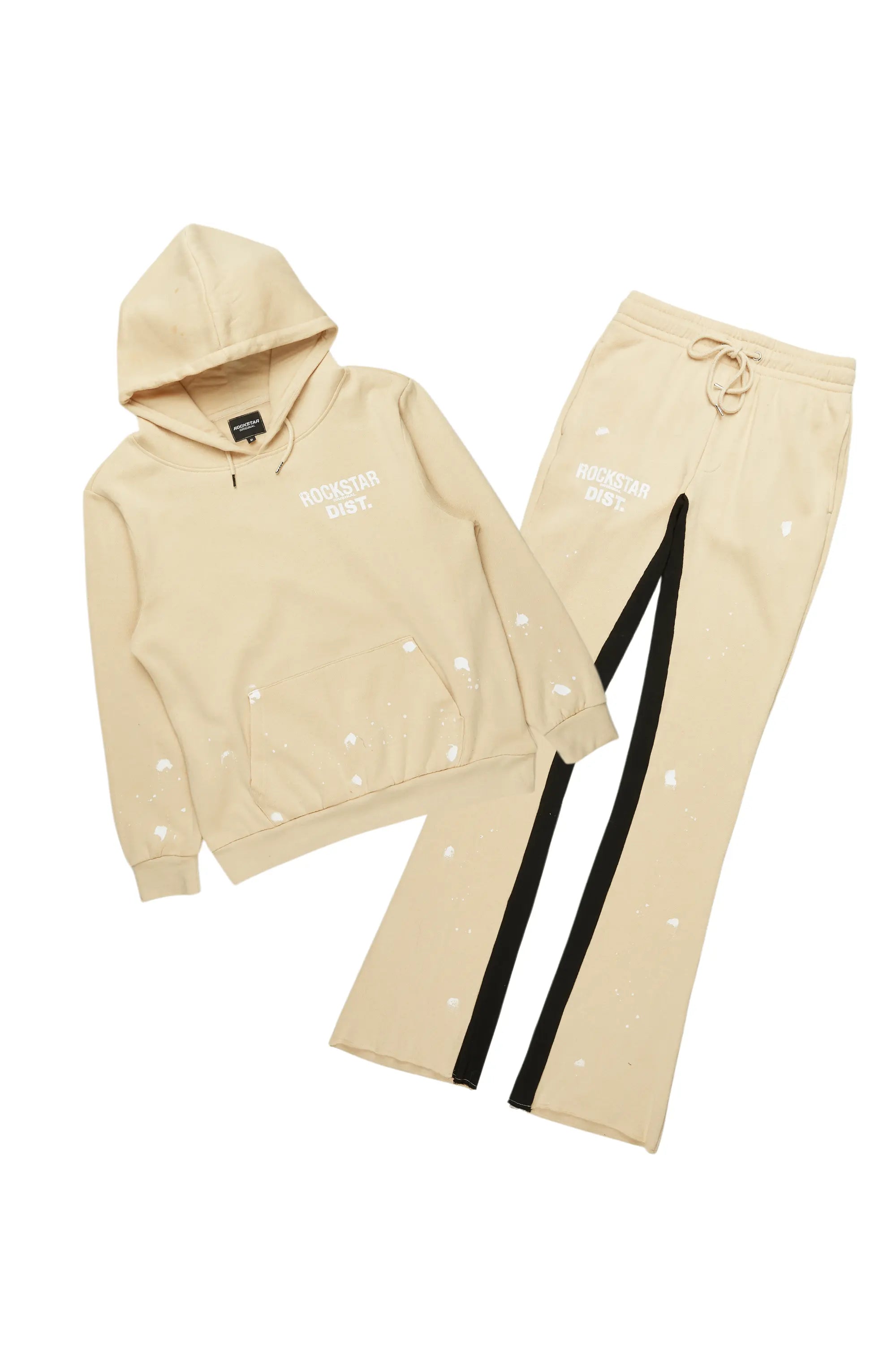 ROCKSTAR ORIGINAL Sweat à capuche beige Raffer avec pantalon ample Ensemble décontracté style sportif