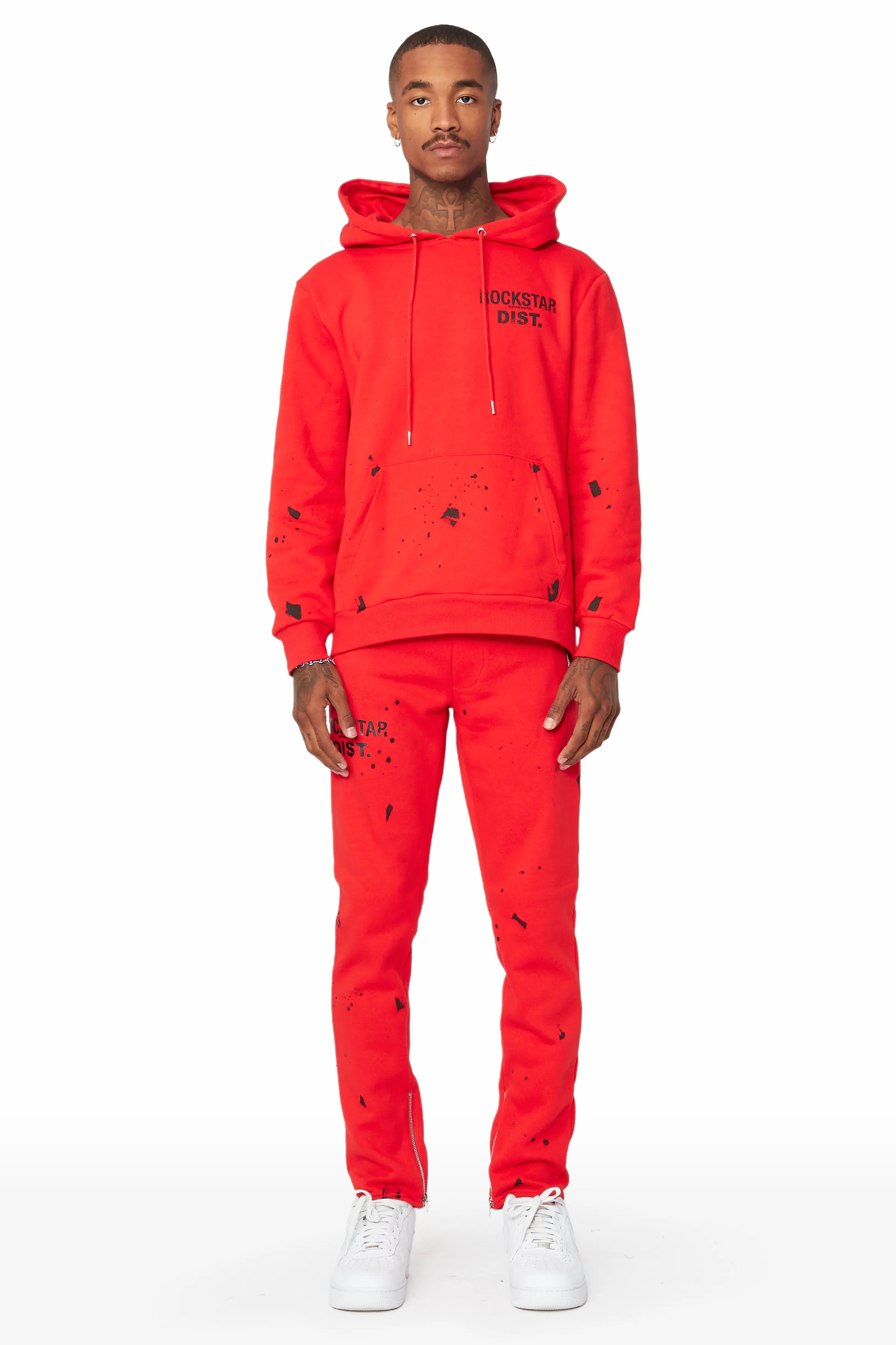 ROCKSTAR ORIGINAL Tenue de survêtement ajustée Rouge Raffer pour un style urbain