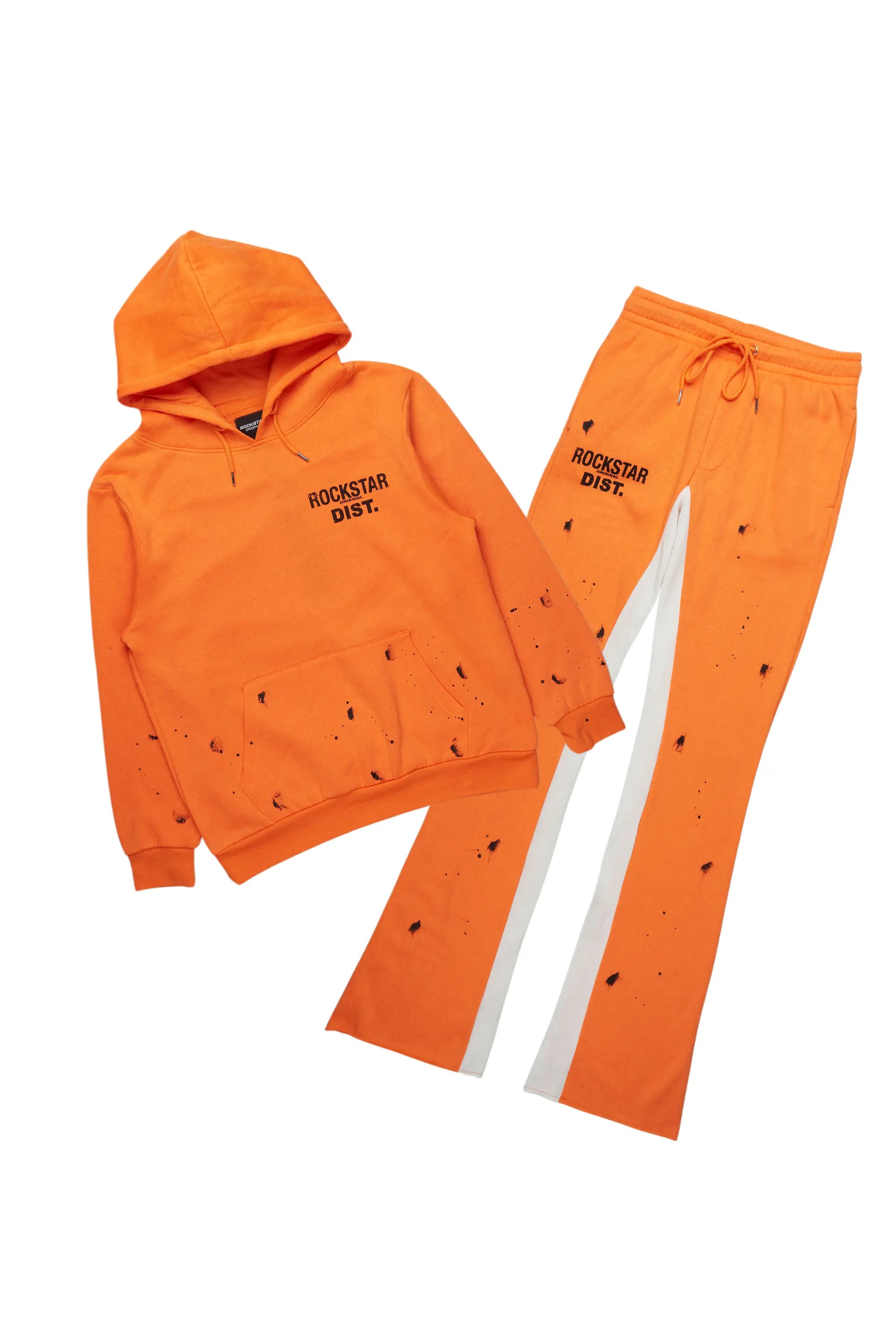 ROCKSTAR ORIGINAL Sweat-shirt orange Raffer avec pantalon ample et ensemble de survêtement coupe décontractée
