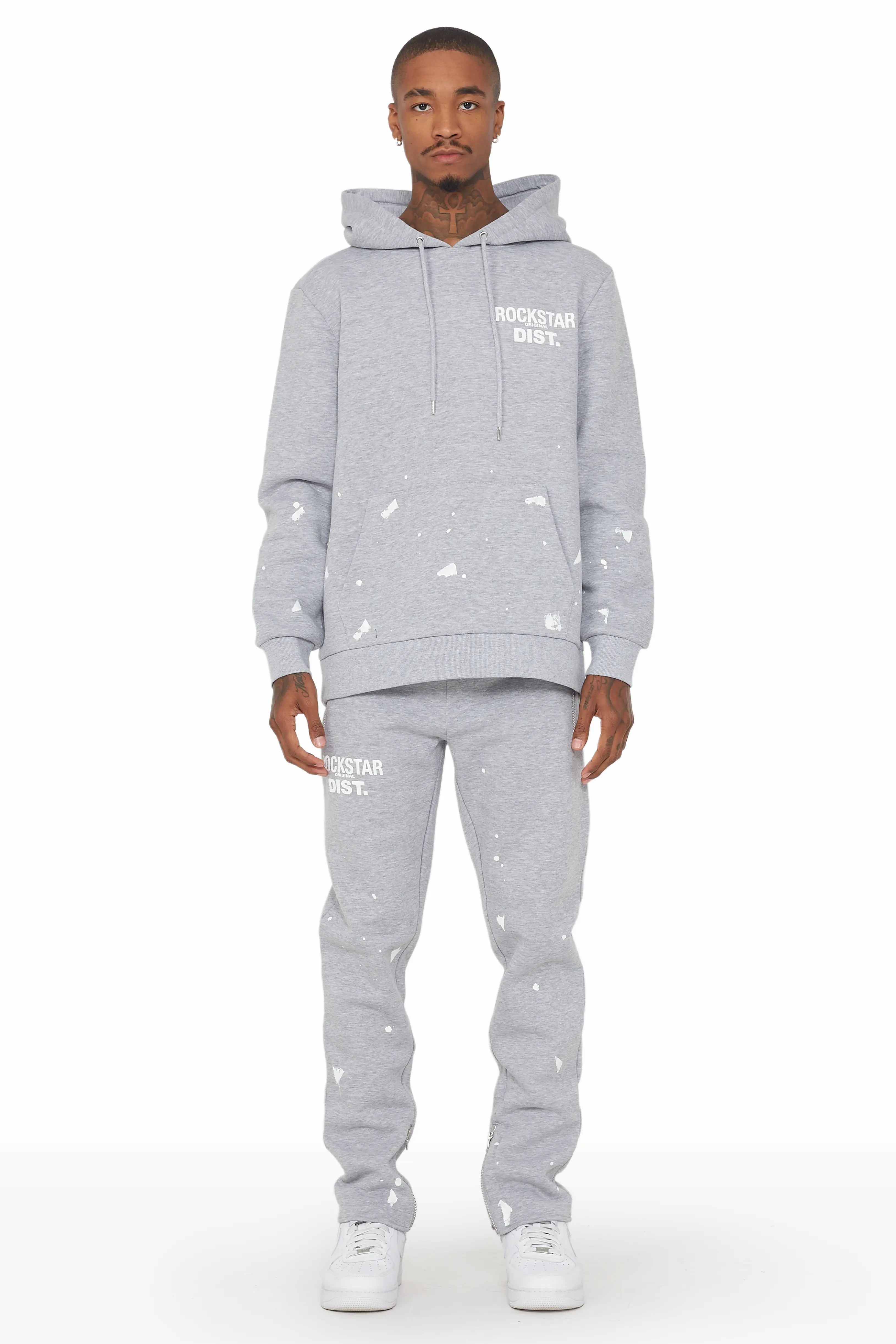 ROCKSTAR ORIGINAL Ensemble de survêtement ajusté Gris Raffer avec coupe moderne