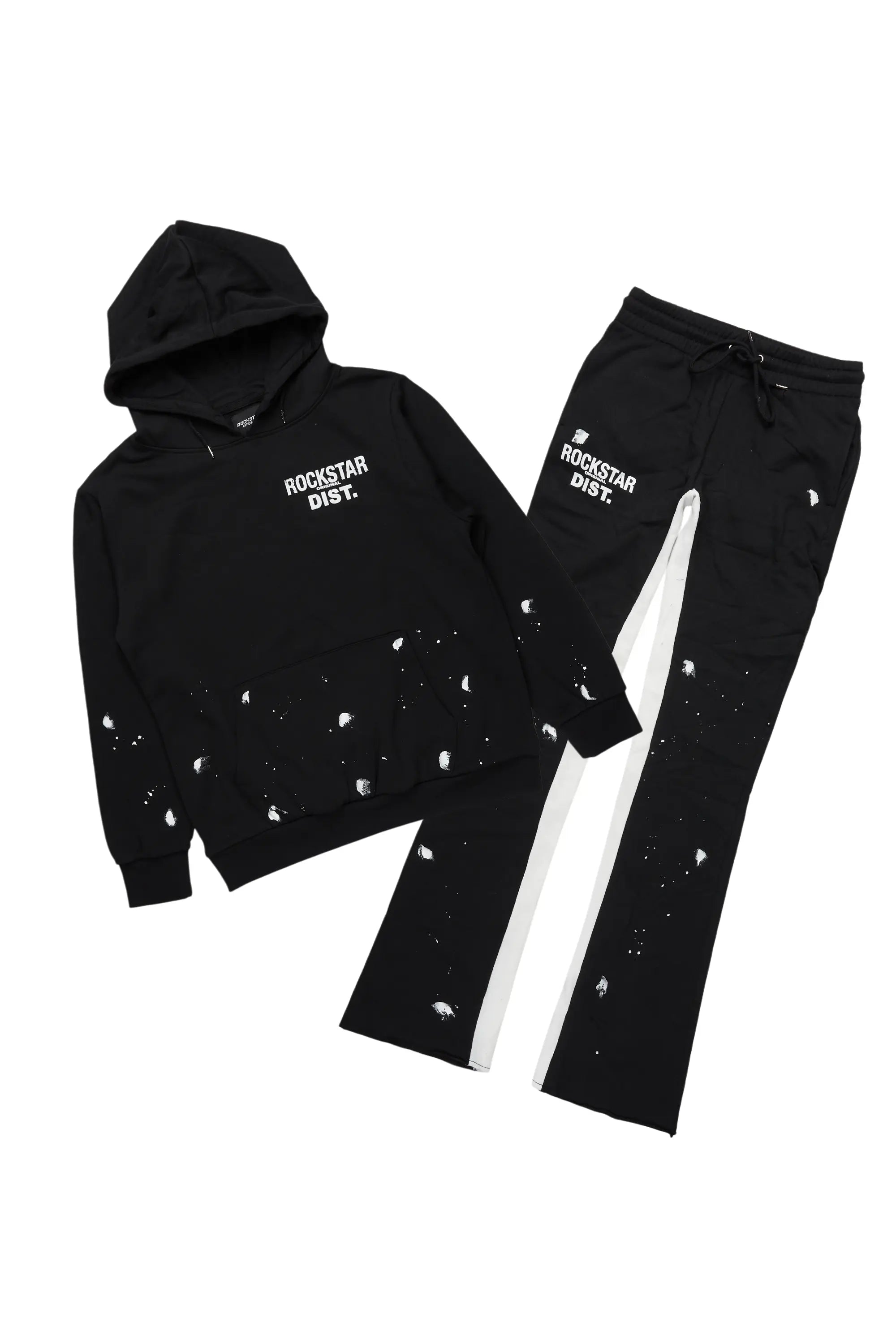 ROCKSTAR ORIGINAL Ensemble survêtement Raffer Noir/Blanc avec sweat à capuche et pantalon coupe oversize