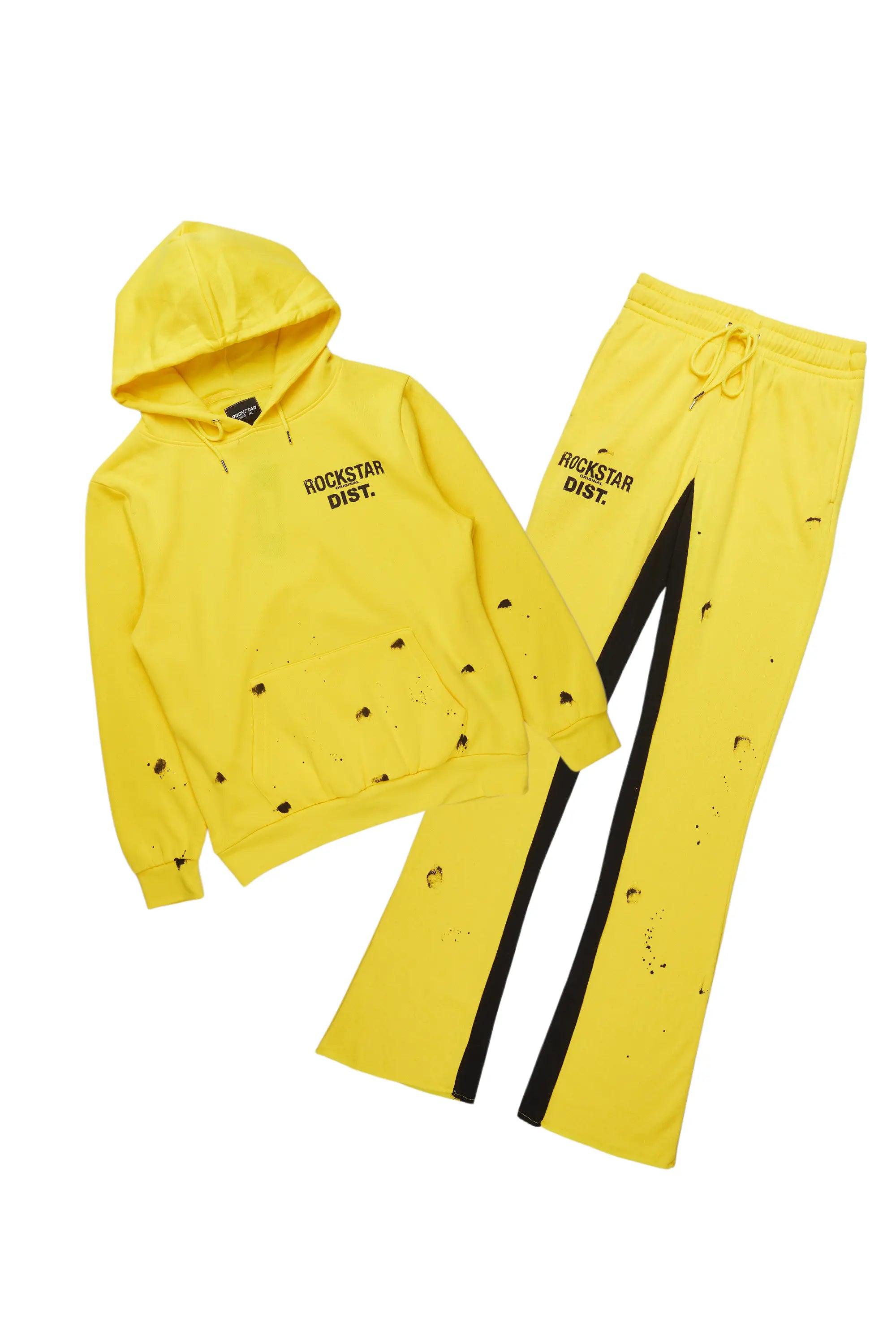 ROCKSTAR ORIGINAL Ensemble de survêtement confortable Raffer avec capuche jaune et pantalon large