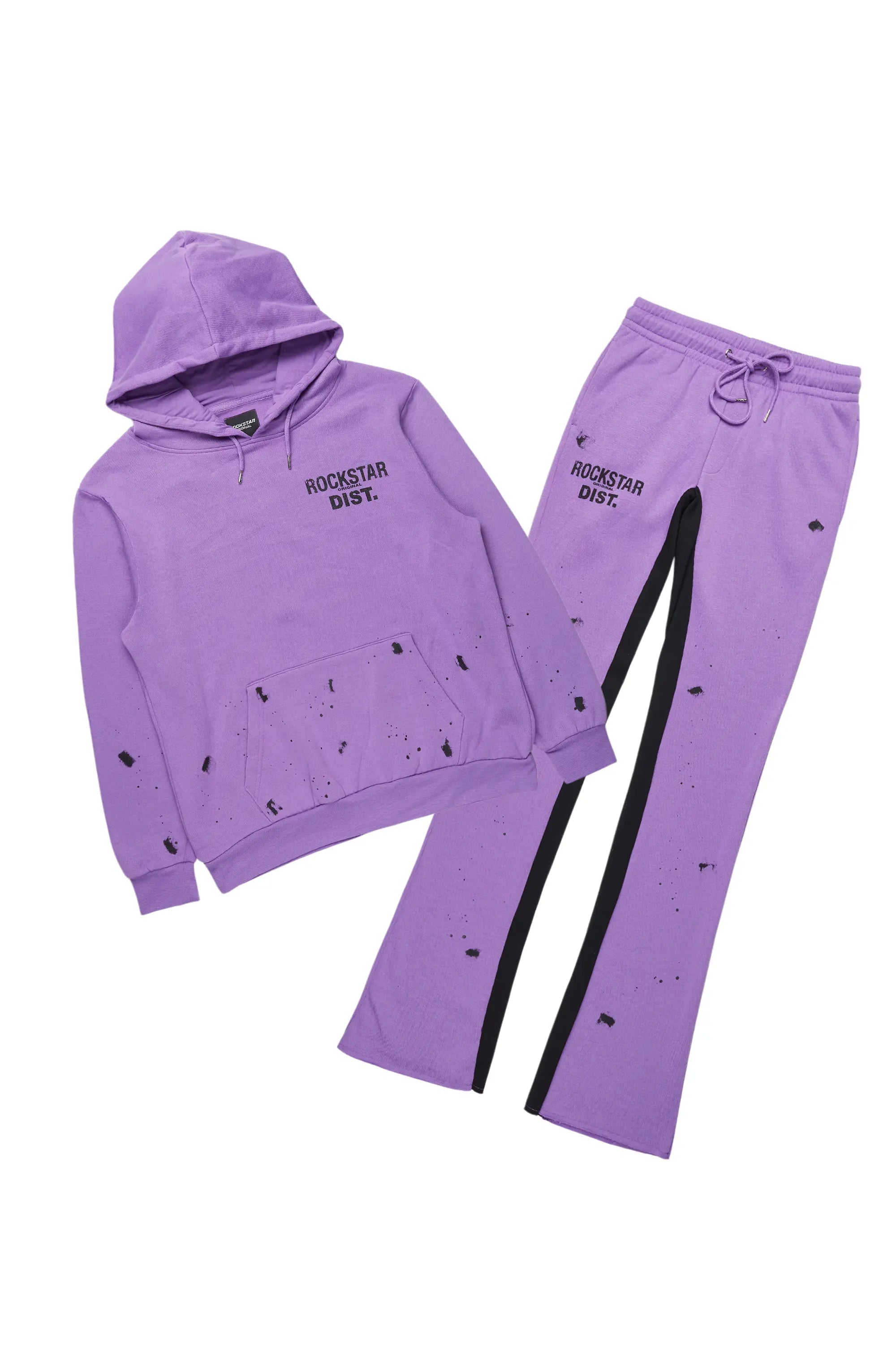 ROCKSTAR ORIGINAL Pull à capuche violet Raffer avec survêtement ample et pantalon jogger décontracté