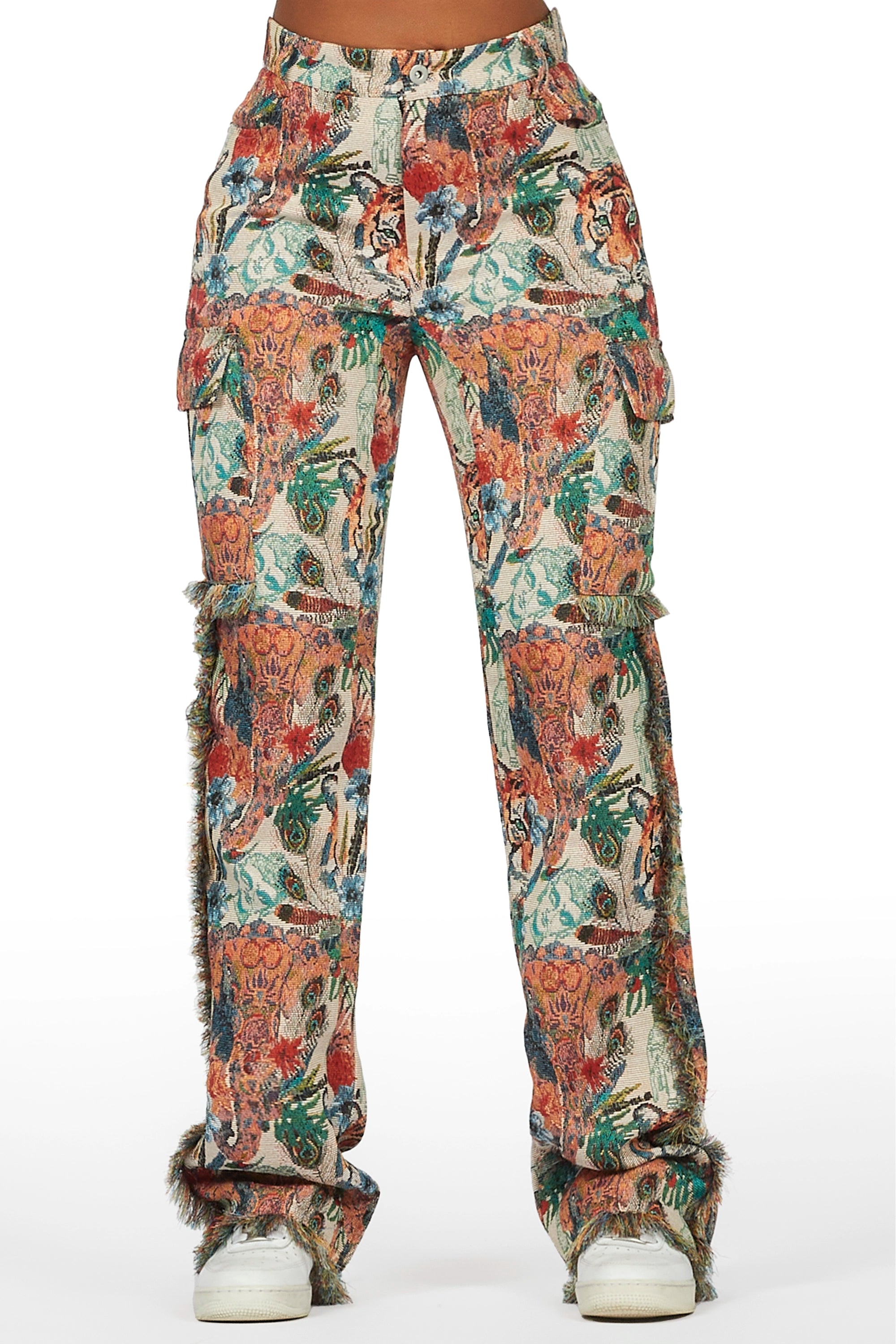 ROCKSTAR ORIGINAL Pantalon empilé en tissu tapisserie Rena beige