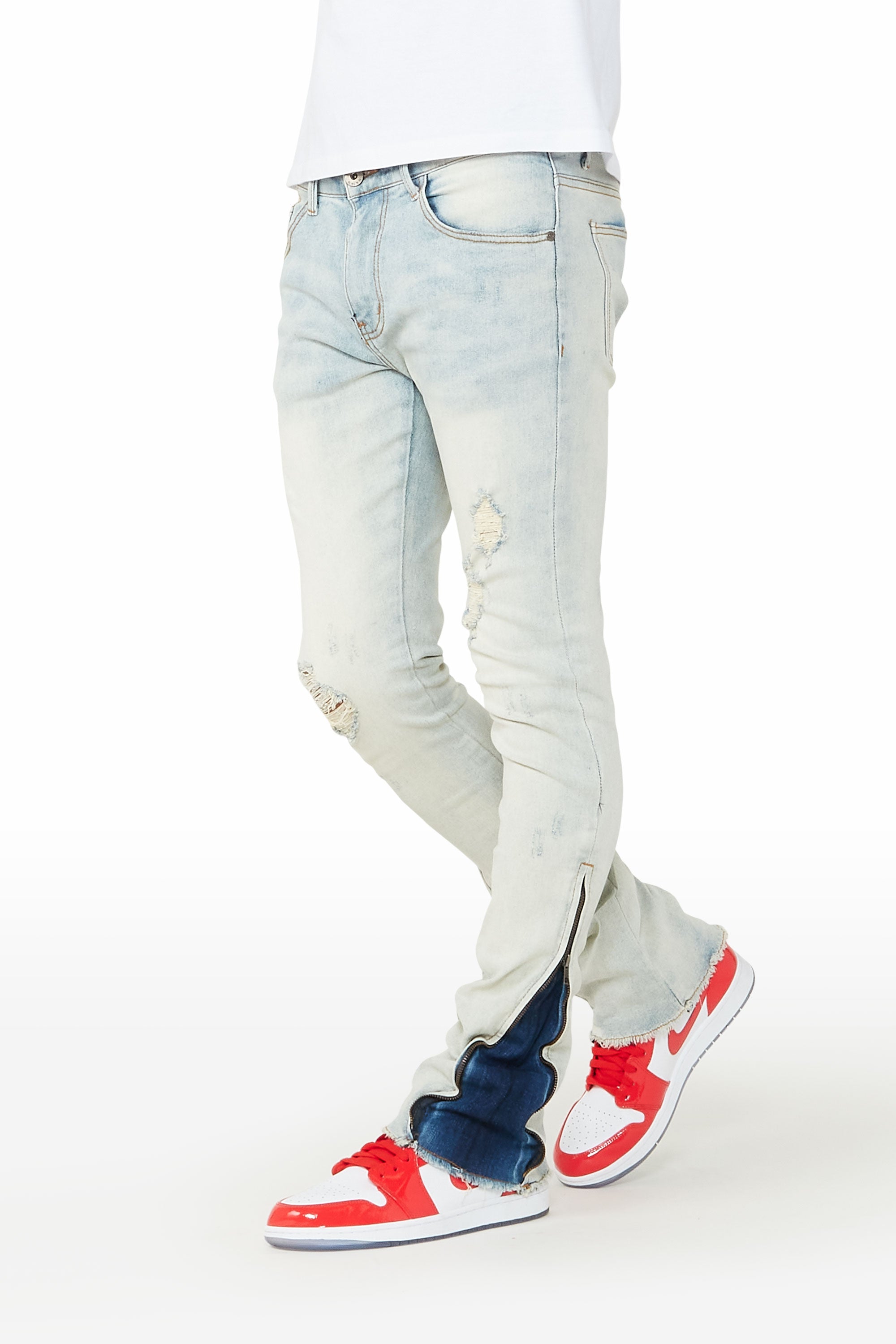ROCKSTAR ORIGINAL Jean Quicô Vintage Bleu Clair à Pattes Évasées Superposées