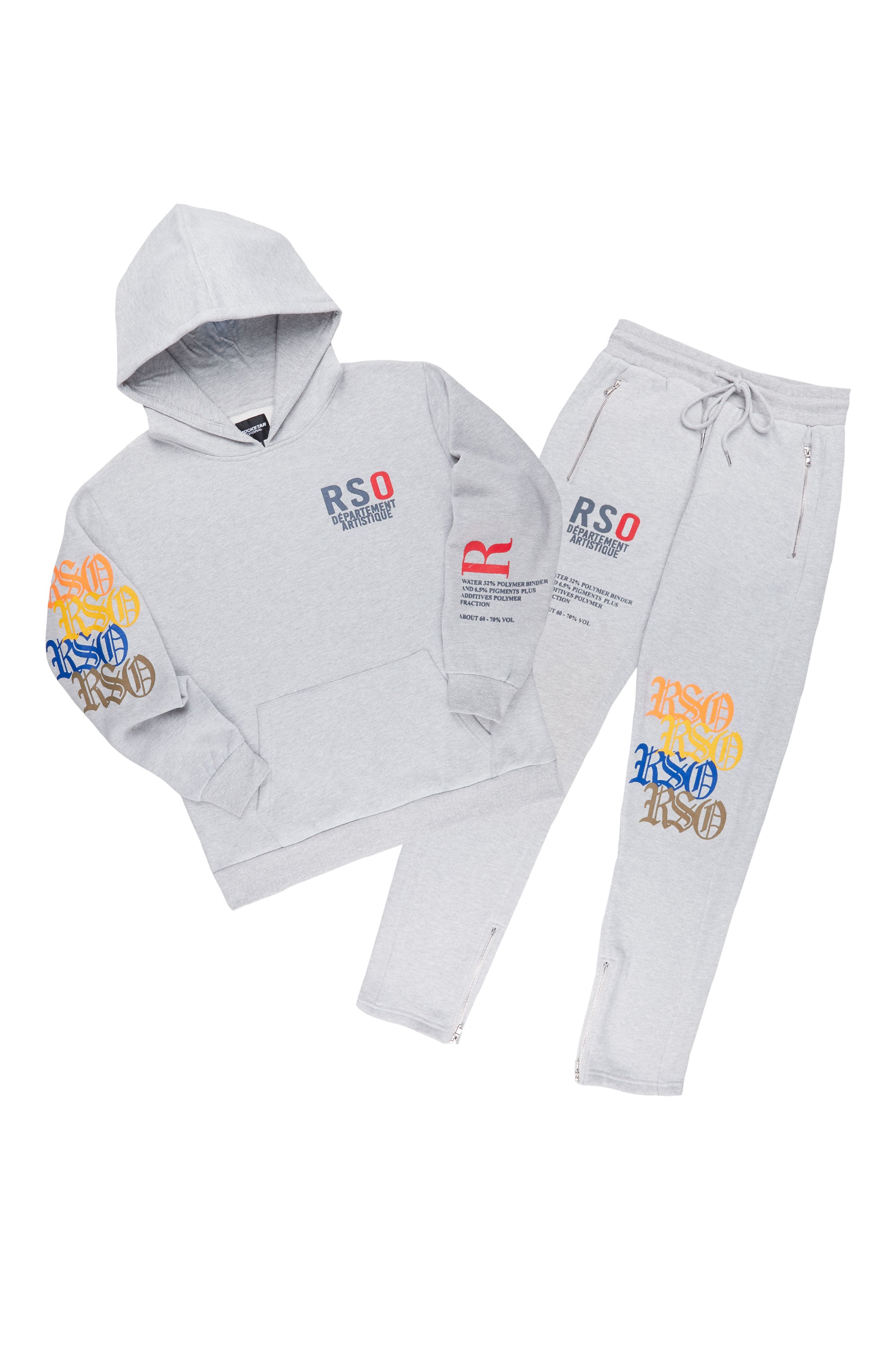 ROCKSTAR ORIGINAL Survêtement Payshins Gris Chiné avec Capuche à Poche Ensemble Confortable